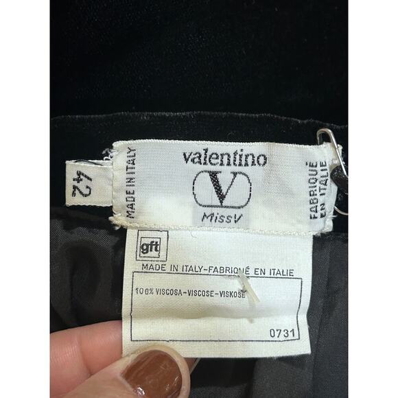 VTG Valentino Miss V Skirt 42 Velvety Black Straight Career Office Siren Modest - Picture 4 of 7